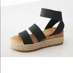 Knitted Espadrille Cork Wedges